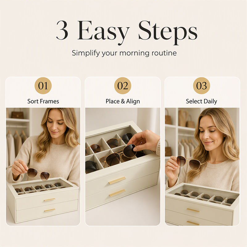 Organize Sunglasses Instantly! PU Leather Multi-Slot Case