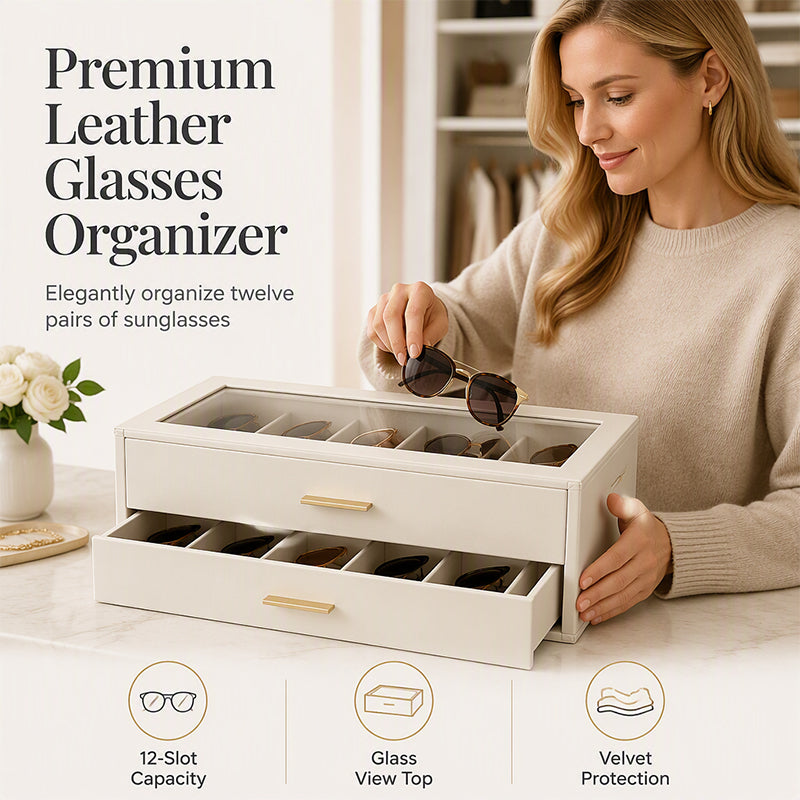 Organize Sunglasses Instantly! PU Leather Multi-Slot Case
