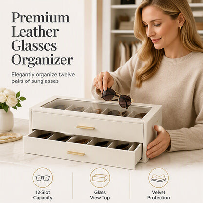 Organize Sunglasses Instantly! PU Leather Multi-Slot Case
