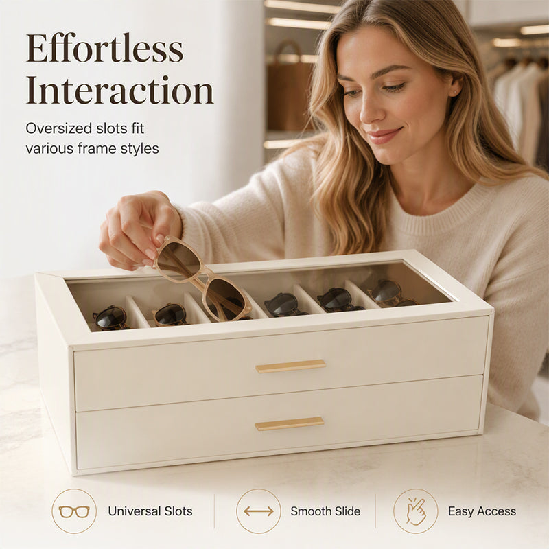 Organize Sunglasses Instantly! PU Leather Multi-Slot Case