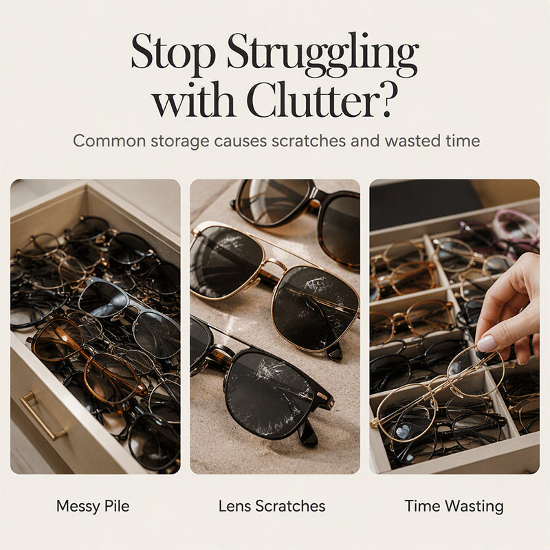 Organize Sunglasses Instantly! PU Leather Multi-Slot Case