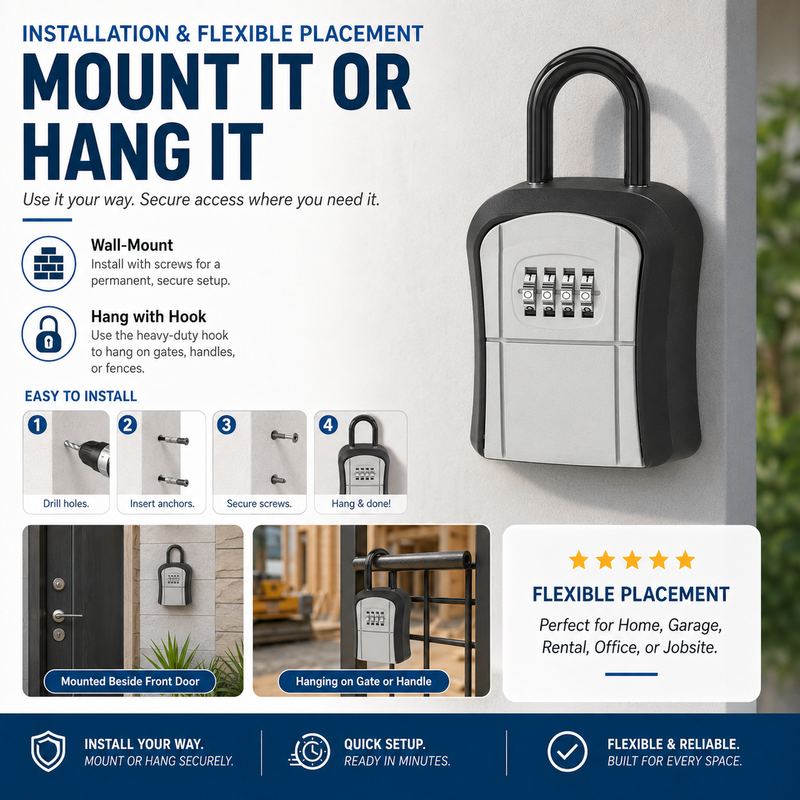 Store Keys Securely Instantly! No-Rust Weatherproof 4-Digit Lock Box