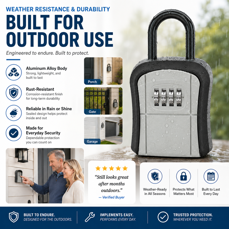 Store Keys Securely Instantly! No-Rust Weatherproof 4-Digit Lock Box