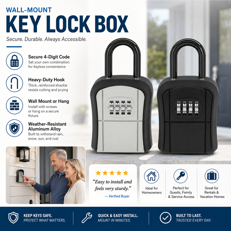 Store Keys Securely Instantly! No-Rust Weatherproof 4-Digit Lock Box