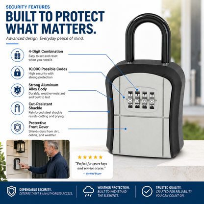 Store Keys Securely Instantly! No-Rust Weatherproof 4-Digit Lock Box