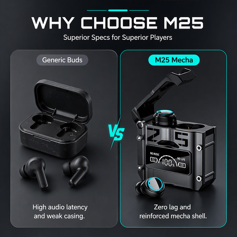 Game Lag-Free Instantly! No-Delay Mecha Wireless Earbuds