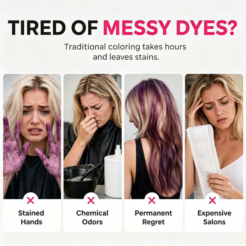 Color Hair Instantly! No-Clump Washable Slide-On Chalk