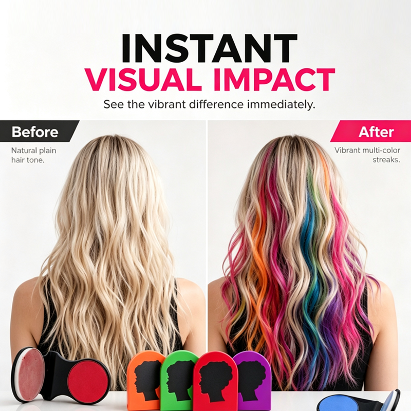 Color Hair Instantly! No-Clump Washable Slide-On Chalk