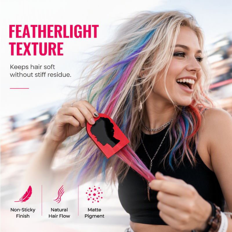 Color Hair Instantly! No-Clump Washable Slide-On Chalk