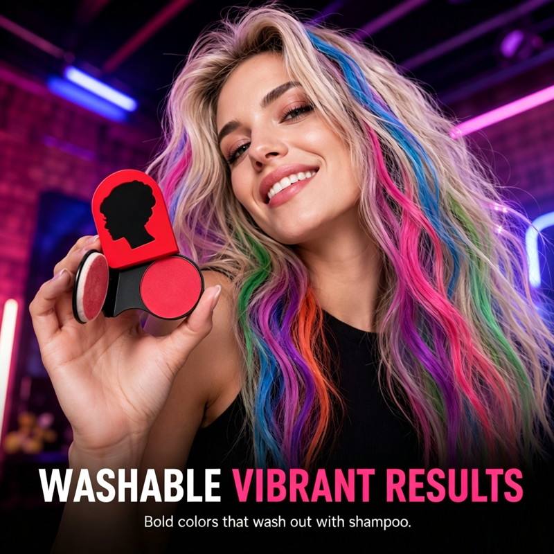 Color Hair Instantly! No-Clump Washable Slide-On Chalk