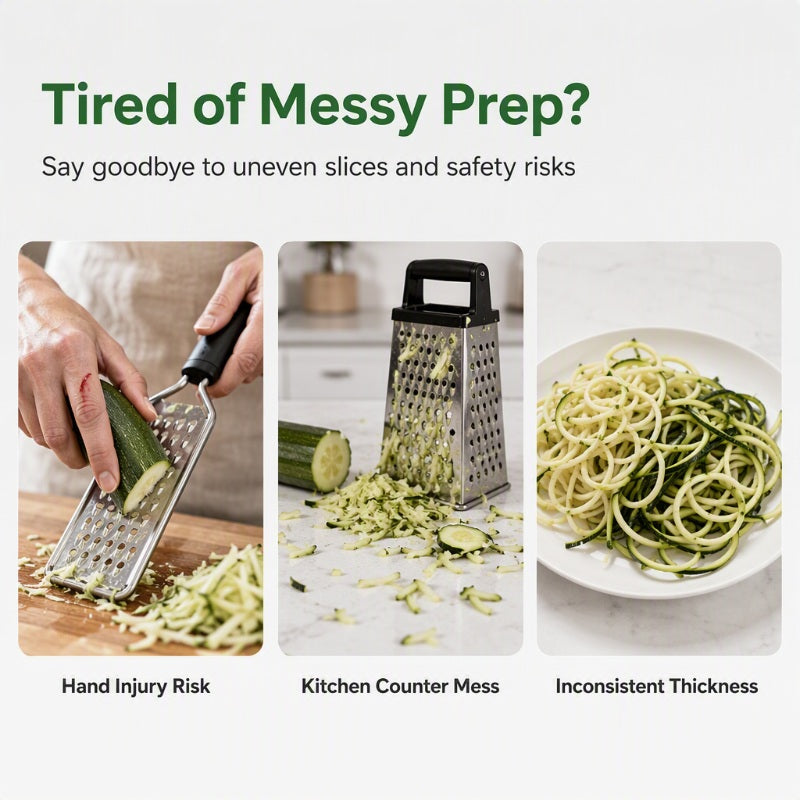 Spiral Any Veggie Instantly! No-Slip 4-in-1 Storage Slicer