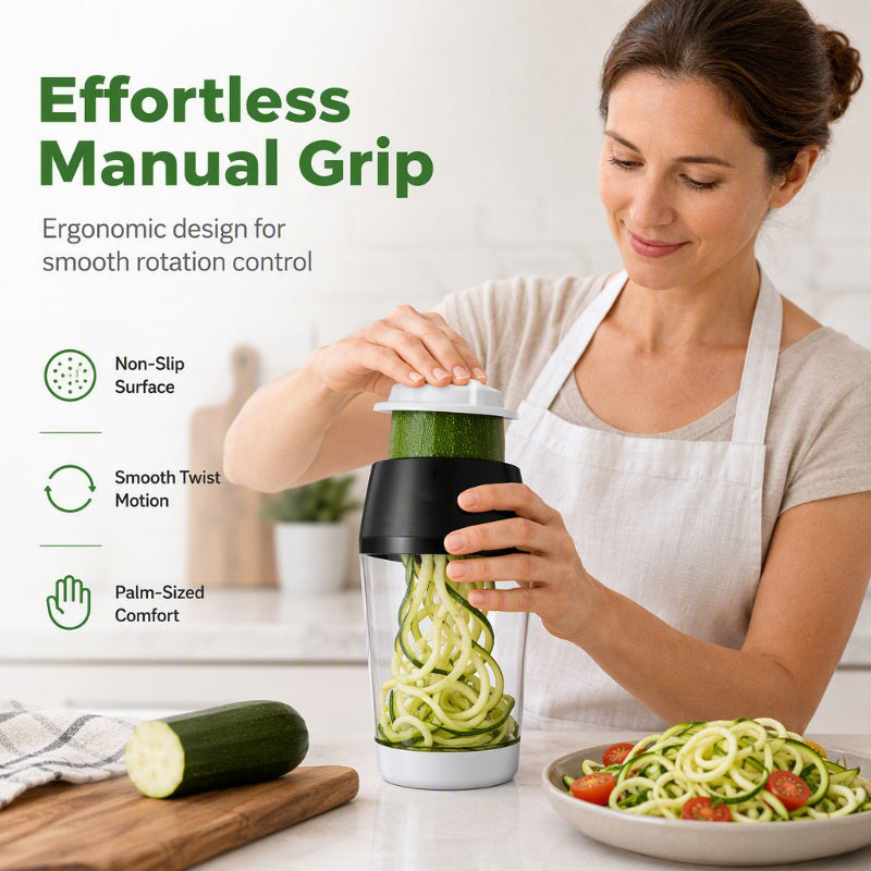Spiral Any Veggie Instantly! No-Slip 4-in-1 Storage Slicer