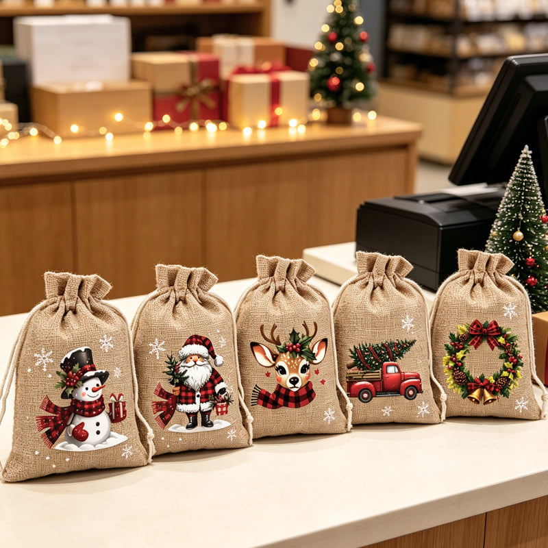 Christmas Drawstring Gift Bags🧦🎅