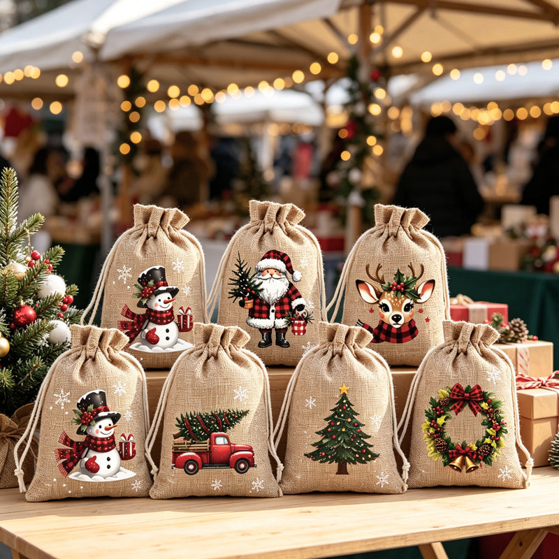 Christmas Drawstring Gift Bags🧦🎅