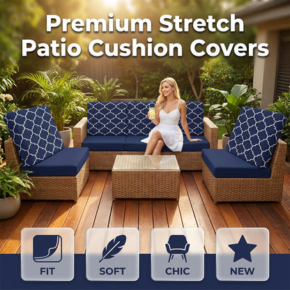 Refresh Patio Instantly! No-Replace Stretch-Fit Cushion Covers
