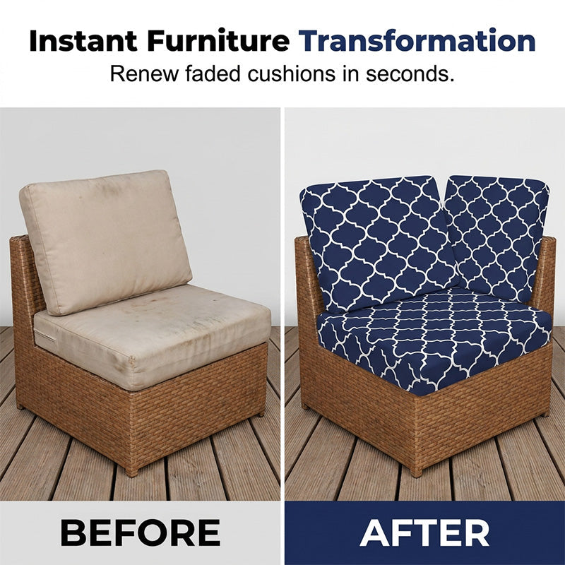 Refresh Patio Instantly! No-Replace Stretch-Fit Cushion Covers