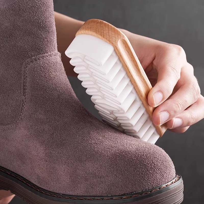 Refresh Suede Instantly! No-Scratch Static-Clean Wooden Brush