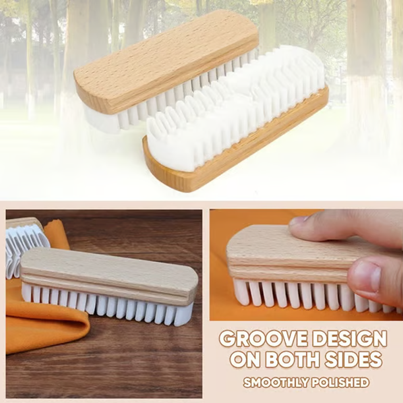 Refresh Suede Instantly! No-Scratch Static-Clean Wooden Brush