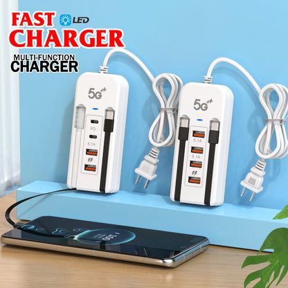 Charge 6 Devices Instantly! No-Clutter 66W Desktop Power Hub