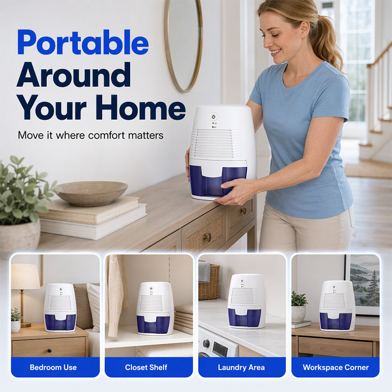 Dry Any Room Instantly! No-Noise One-Touch Mini Dehumidifier