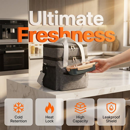 Keep Lunch Fresh Instantly! No-Leak Double-Layer Insulated Bag
