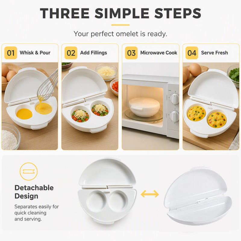 Cook Eggs Instantly! No-Pan 2-in-1 Microwave Omelet Maker