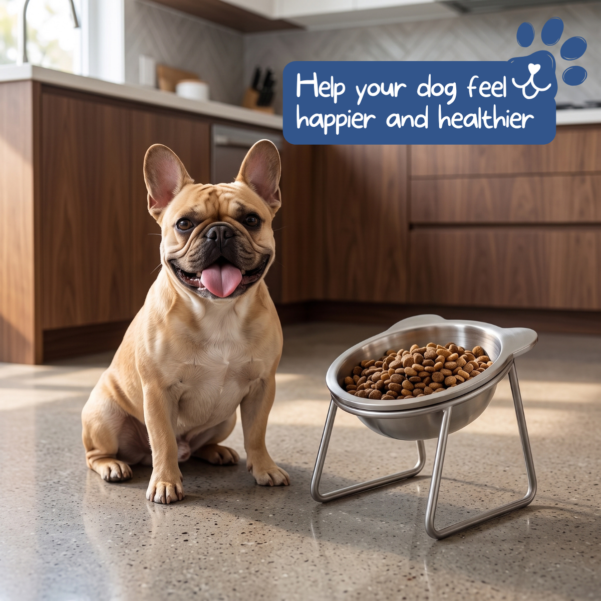 Feed Dogs Comfortably Instantly! No-Strain 15° Tilted Steel Bowl