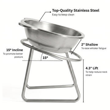 Feed Dogs Comfortably Instantly! No-Strain 15° Tilted Steel Bowl