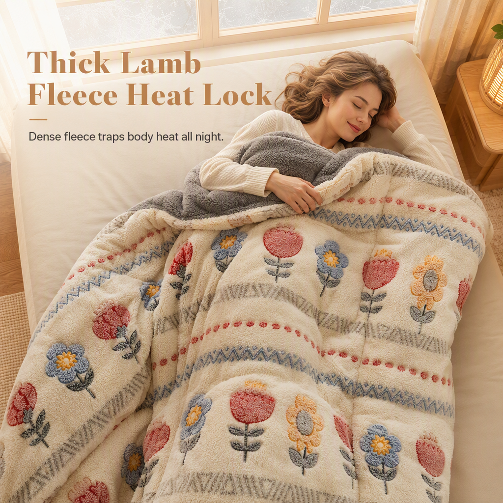 Sleep Warm Instantly! Double-Sided Velvet & Lamb Fleece Winter Quilt