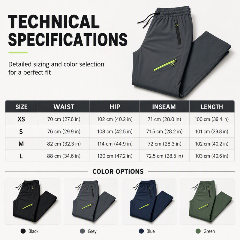 Move Freely Instantly! No-Bounce Zipper-Pocket Athletic Pants