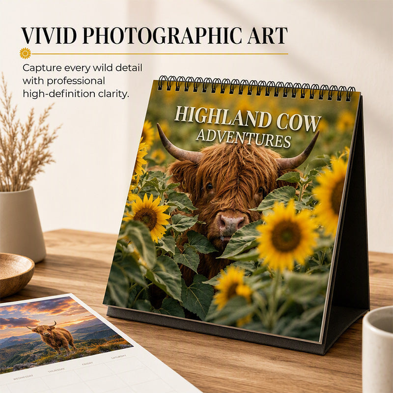 Plan 2027 Instantly! No-Fade Highland Cow Wall Calendar