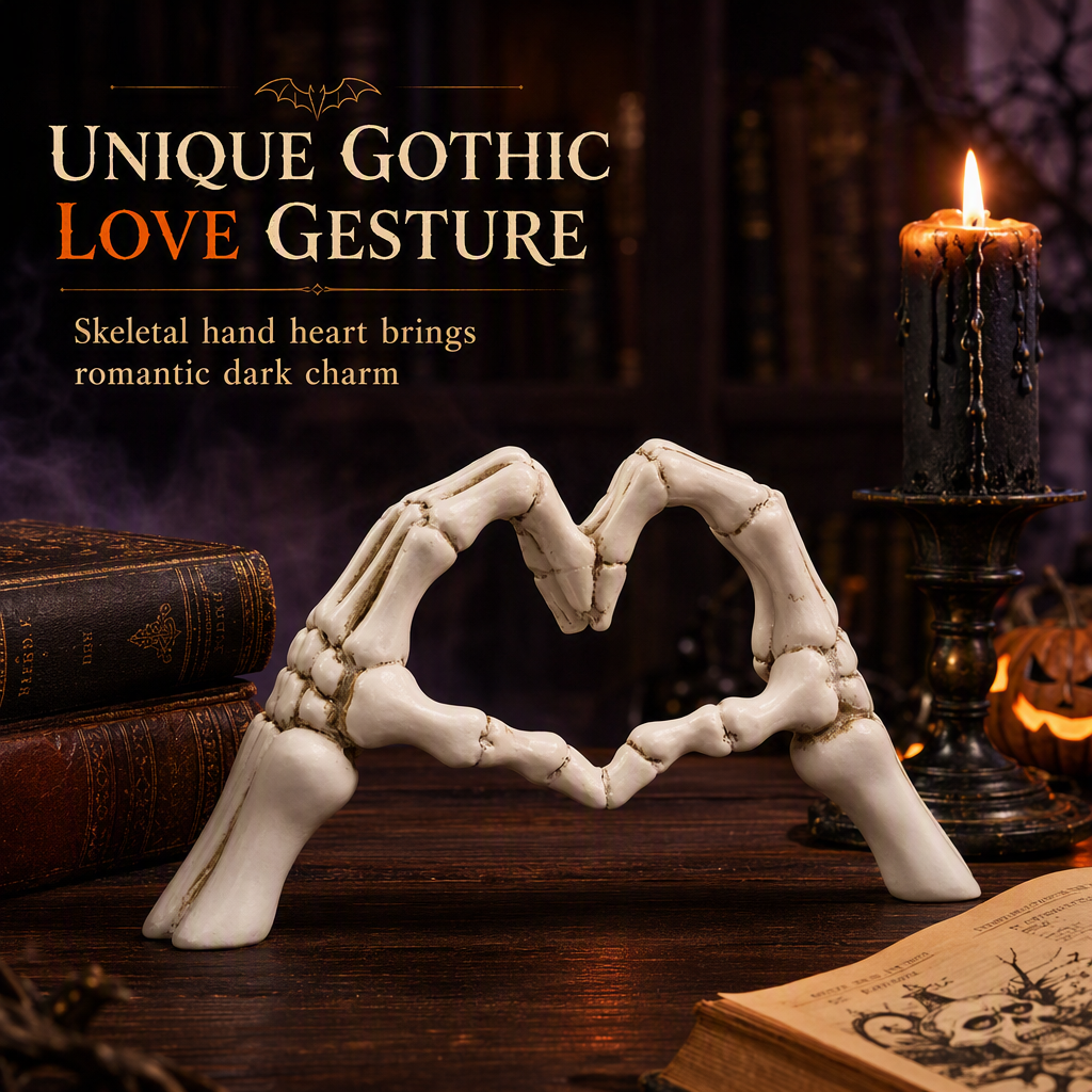 Add Gothic Charm Instantly! Skeleton Heart Hand Ornament