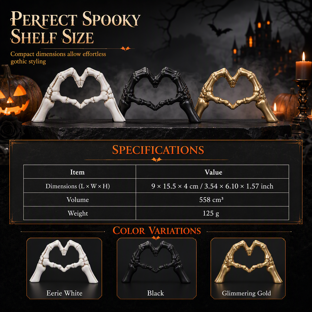 Add Gothic Charm Instantly! Skeleton Heart Hand Ornament
