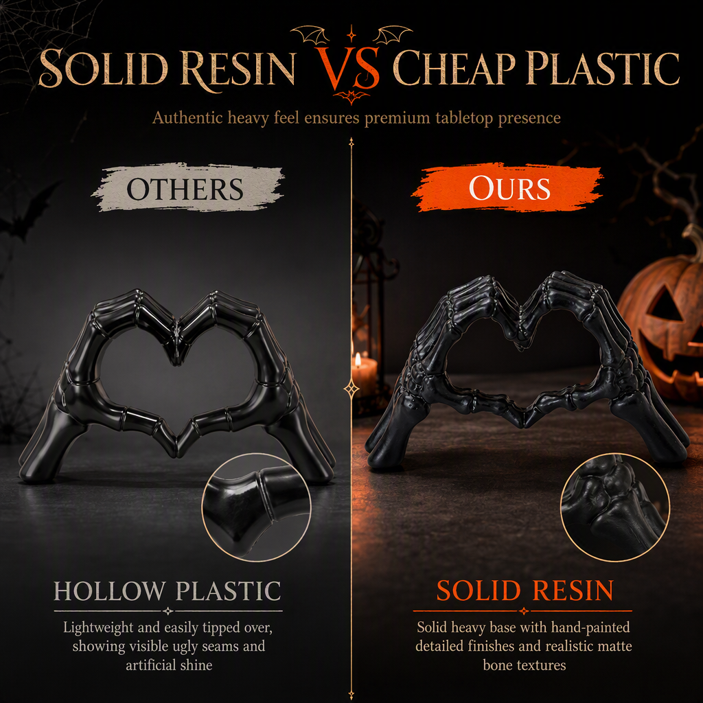 Add Gothic Charm Instantly! Skeleton Heart Hand Ornament