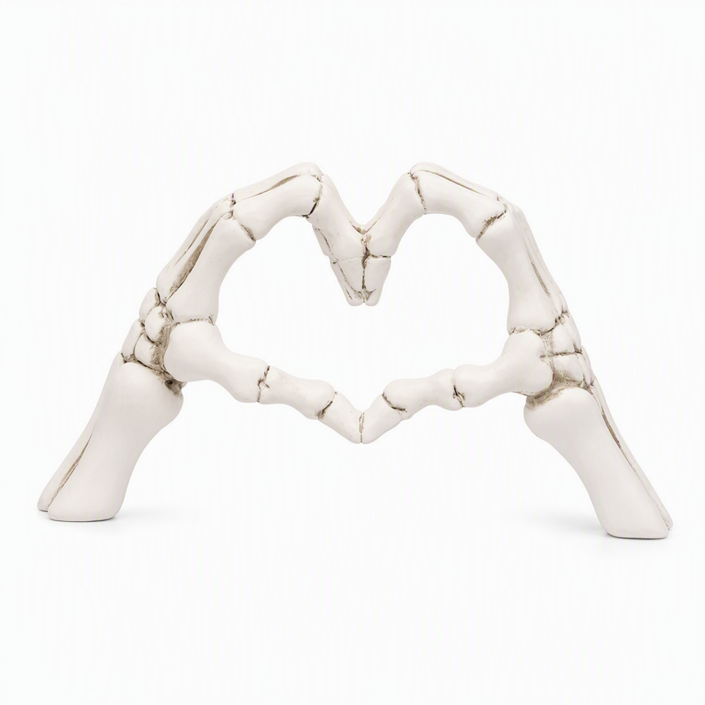 Add Gothic Charm Instantly! Skeleton Heart Hand Ornament