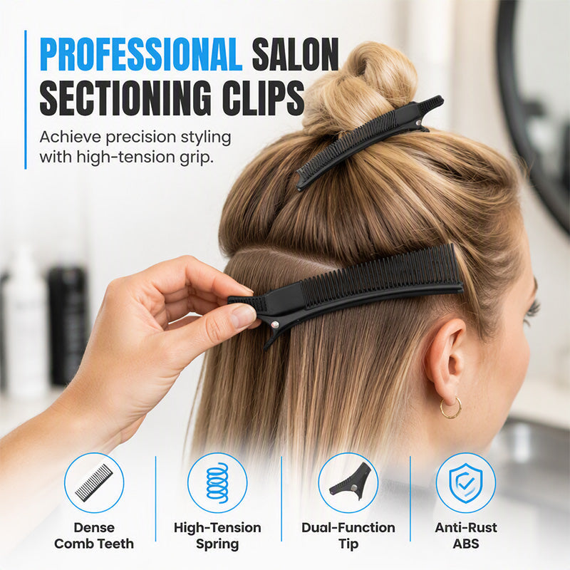Section Hair Instantly! No-Slip Salon-Grade Comb Clips