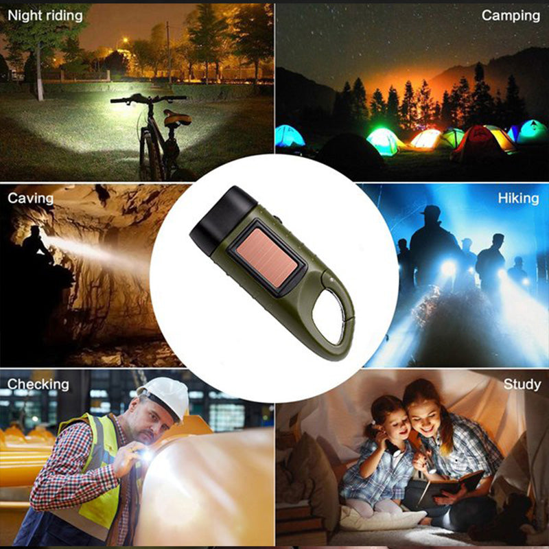 Stay Lit Anywhere! No-Battery Solar Crank Flashlight