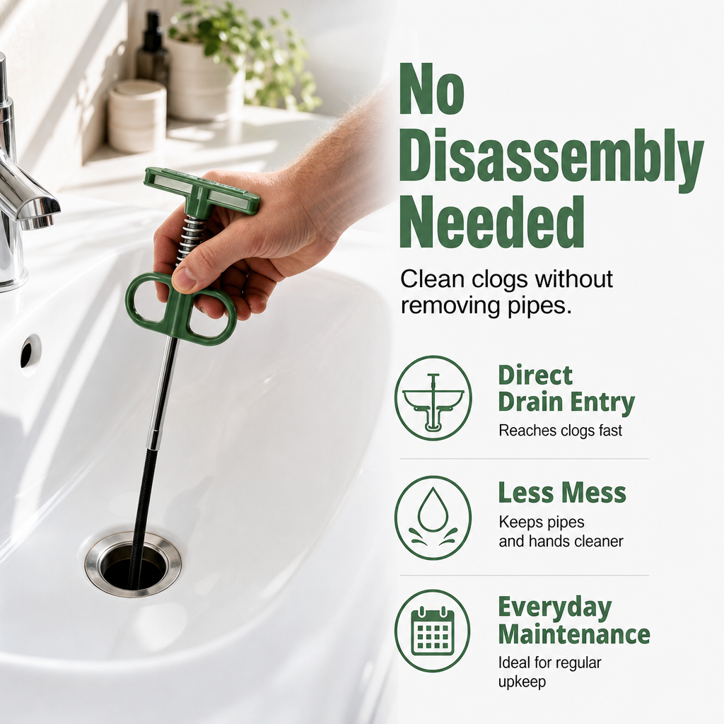 Unclog Drains Instantly! Flexible No-Disassembly Drain Tool