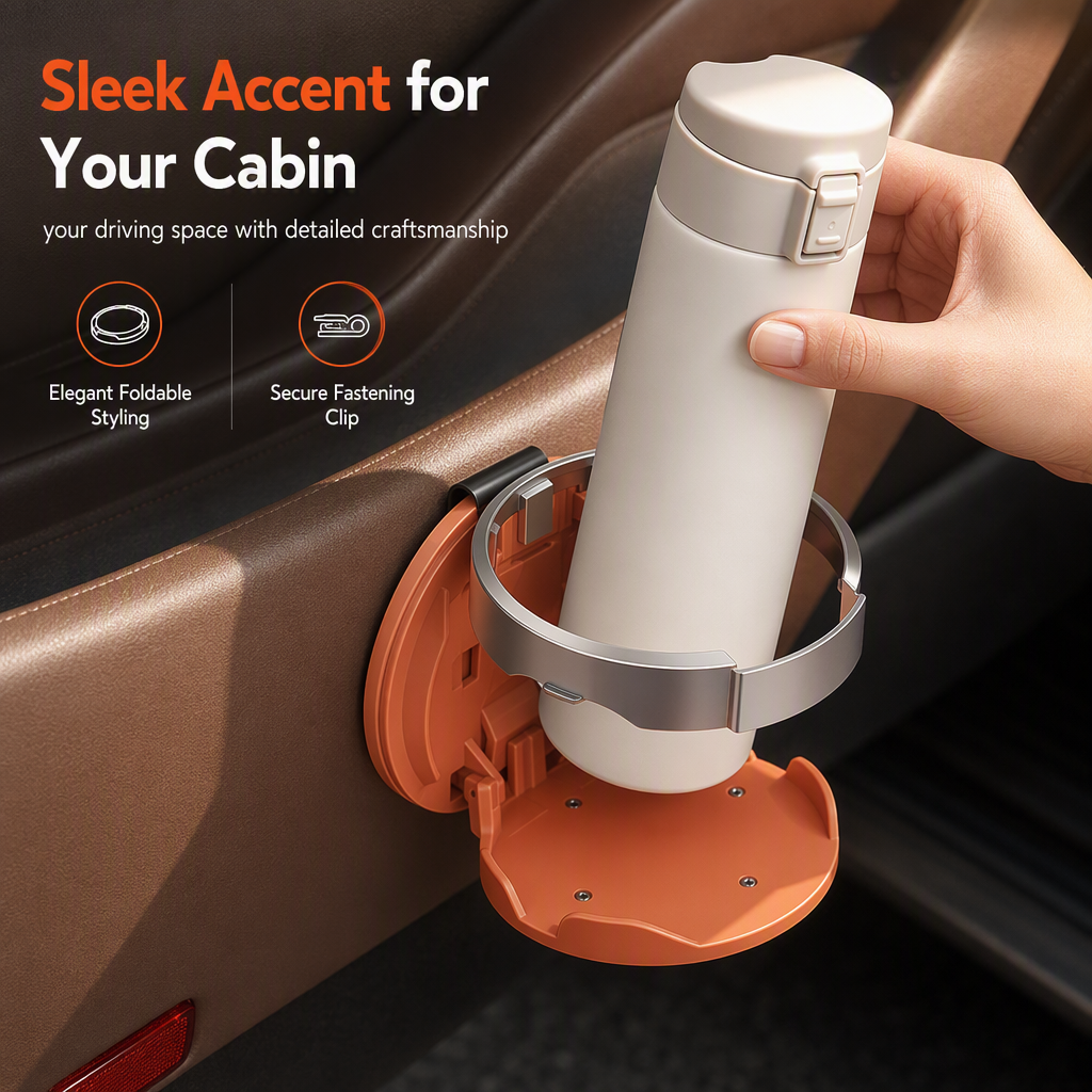 Add Storage Instantly! No-Drill Fold-Flat Car Cup Holder