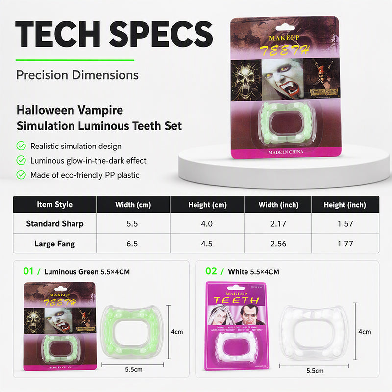 Glow Spooky Instantly! No-Fuss Luminous Vampire Fangs