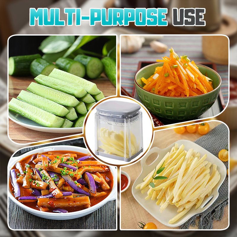 Cut Fries Instantly! No-Mess 4-Blade Container Fry Cutter