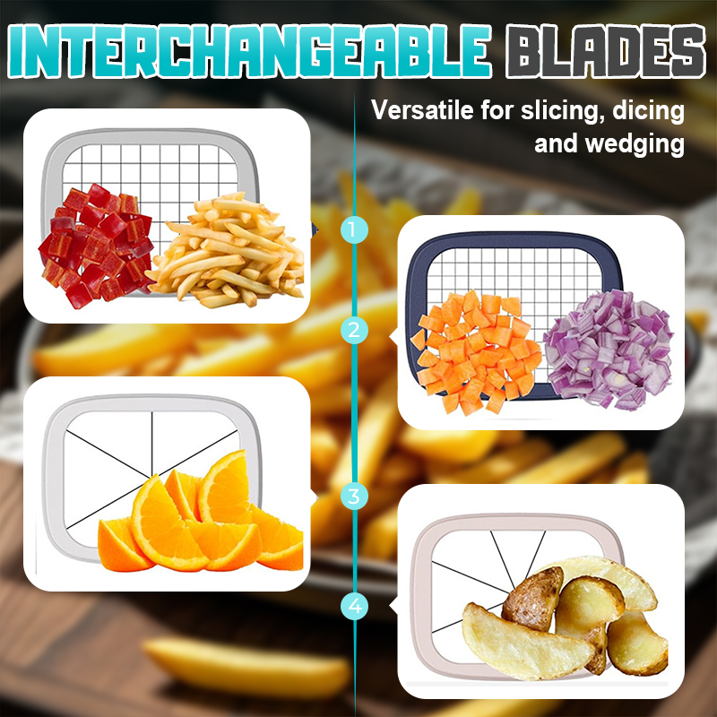 Cut Fries Instantly! No-Mess 4-Blade Container Fry Cutter