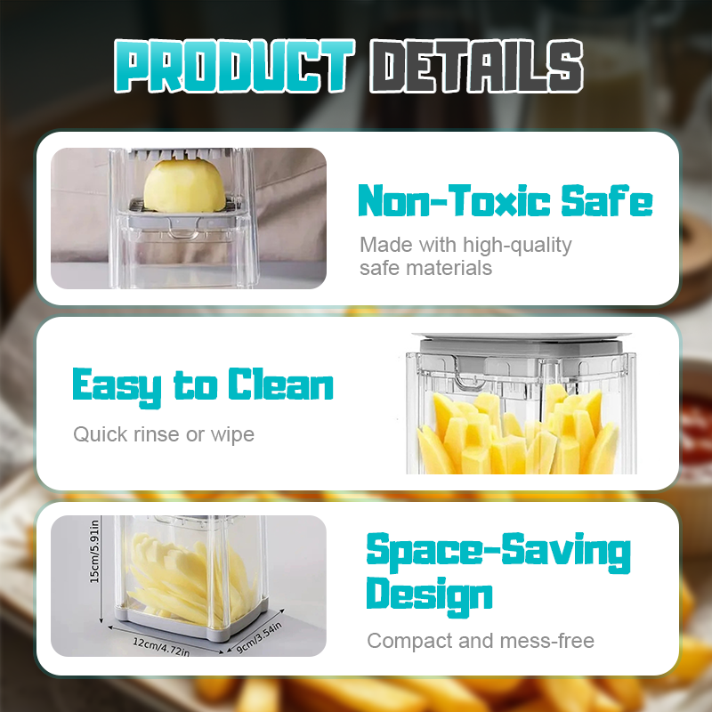 Cut Fries Instantly! No-Mess 4-Blade Container Fry Cutter