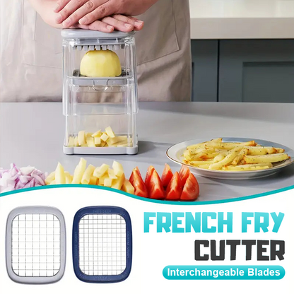 Cut Fries Instantly! No-Mess 4-Blade Container Fry Cutter