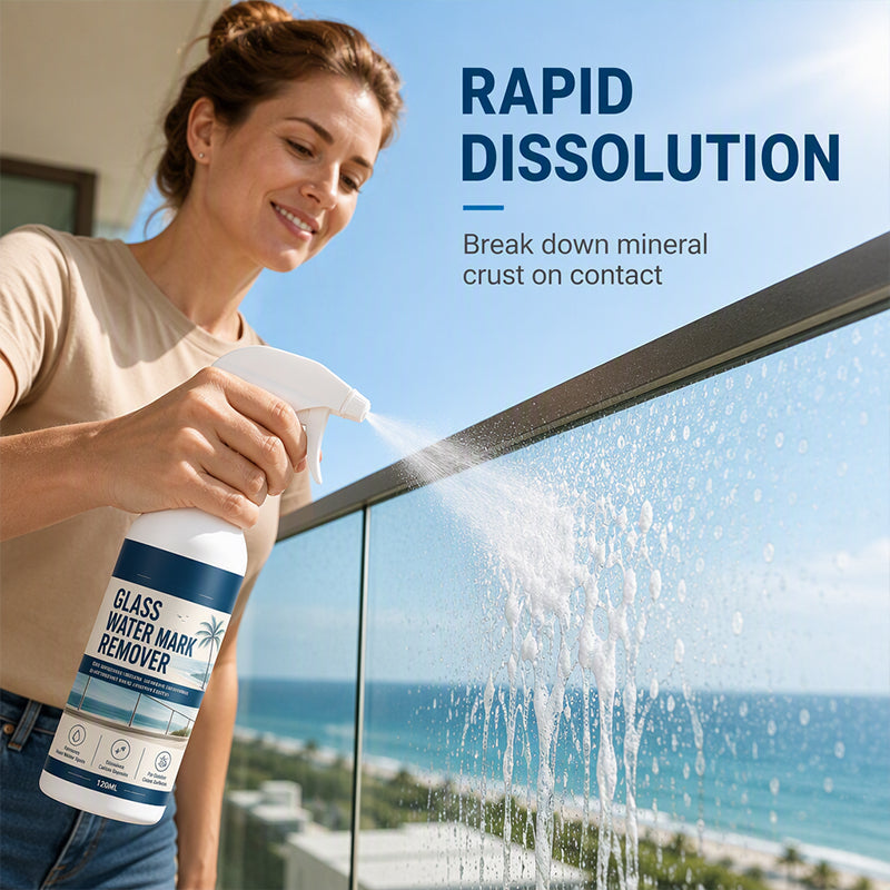 ⏰50% OFF – LAST CHANCE⏰ Glass Water Mark Remover Spray – Removes Water Spots & Mineral Deposits – Easy Spray – For Windows, Patios & Balconies! 🔥