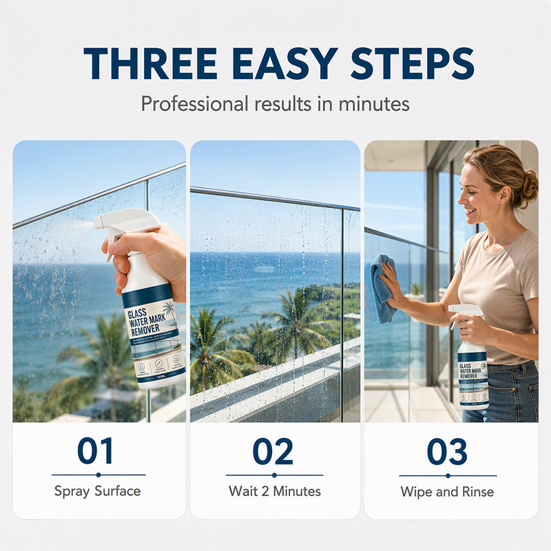 ⏰50% OFF – LAST CHANCE⏰ Glass Water Mark Remover Spray – Removes Water Spots & Mineral Deposits – Easy Spray – For Windows, Patios & Balconies! 🔥
