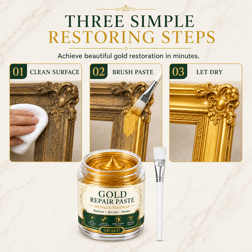 Restore Golden Shine Instantly! Metallic Gold Refinishing Repair Paste