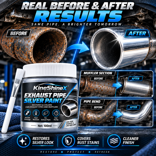 Restore Exhaust Shine Instantly! No-Rust Metallic Silver Paint