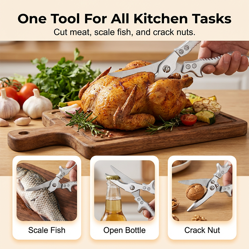 Cut Any Bone Instantly! No-Slip Multi-Function Kitchen Shears