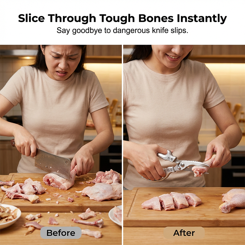 Cut Any Bone Instantly! No-Slip Multi-Function Kitchen Shears